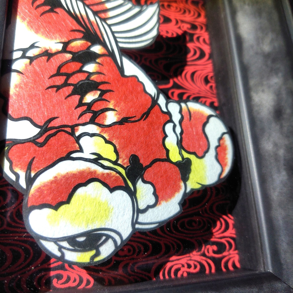 【切り絵原画】更紗出目金 ミニ額