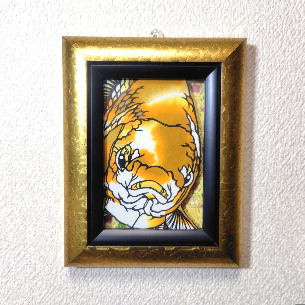 【切り絵原画】ゴールデン琉金　ミニ額
