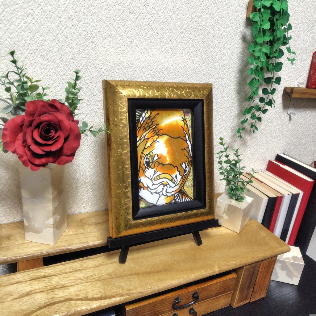 【切り絵原画】ゴールデン琉金 ミニ額