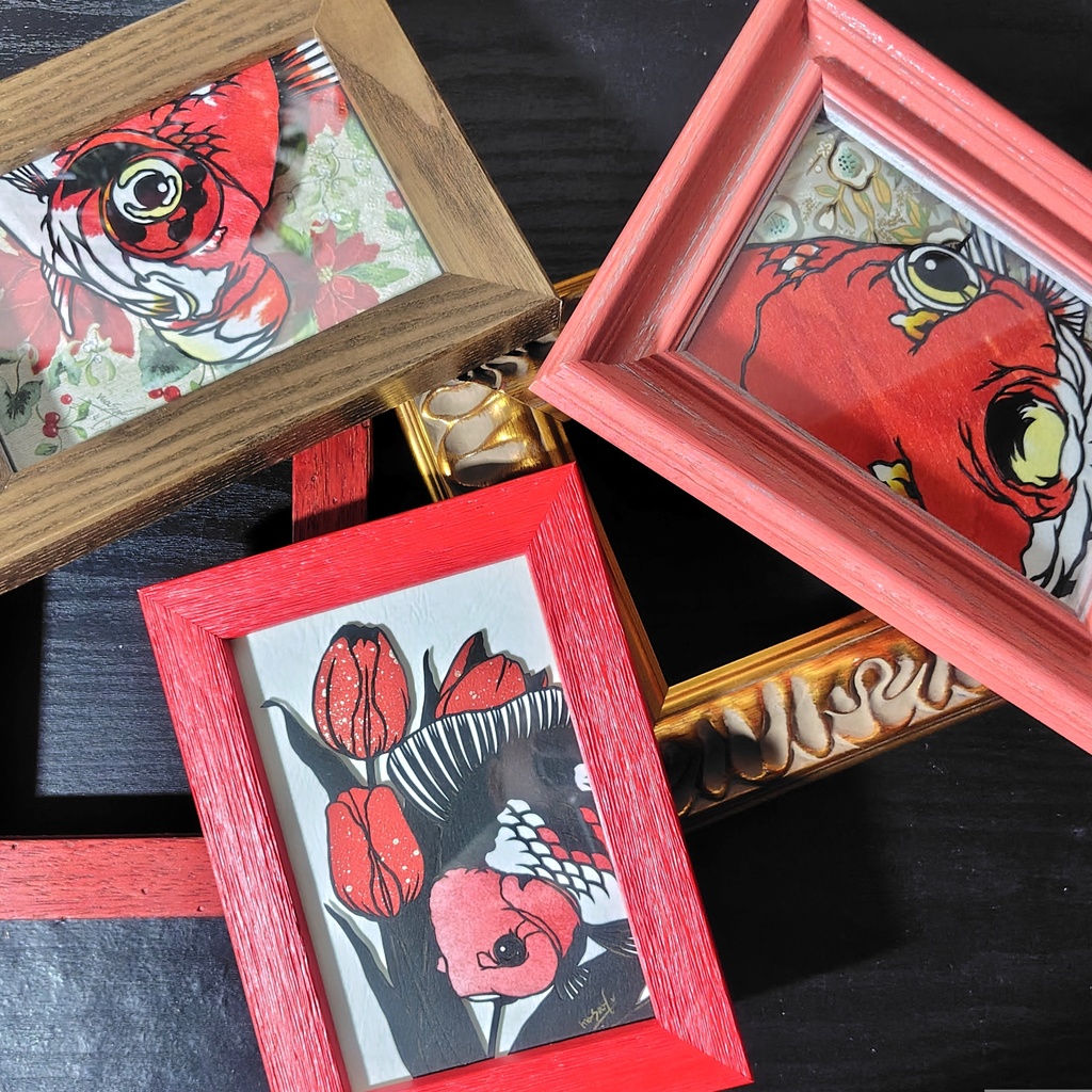 【切り絵原画】らんちゅう ミニ額