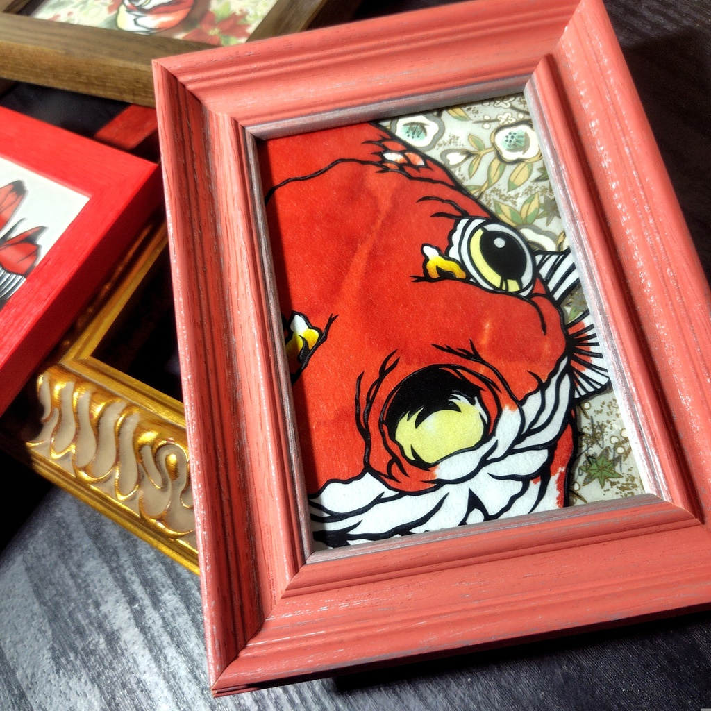 【切り絵原画】らんちゅう ミニ額