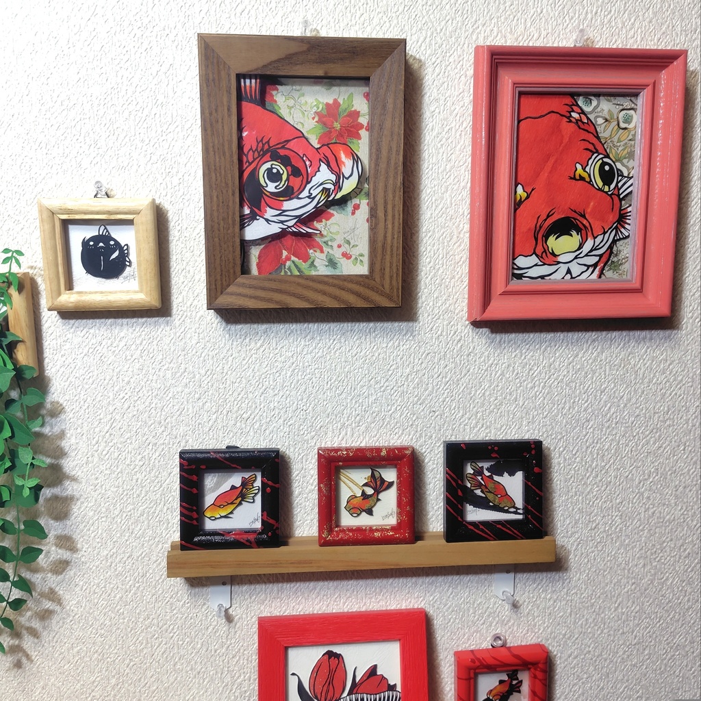 【切り絵原画】らんちゅう ミニ額