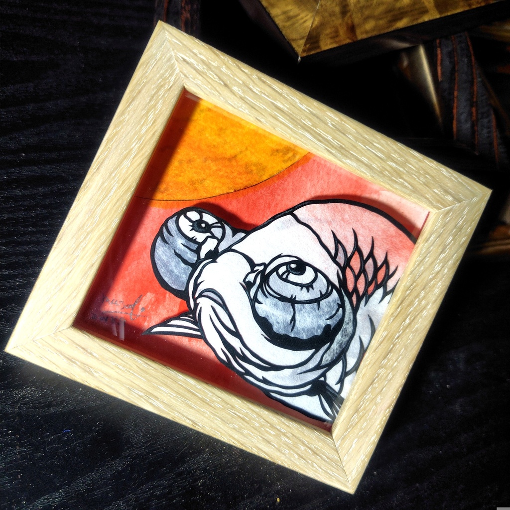 【切り絵原画】頂天眼 ミニ額