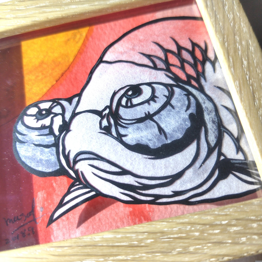 【切り絵原画】頂天眼 ミニ額