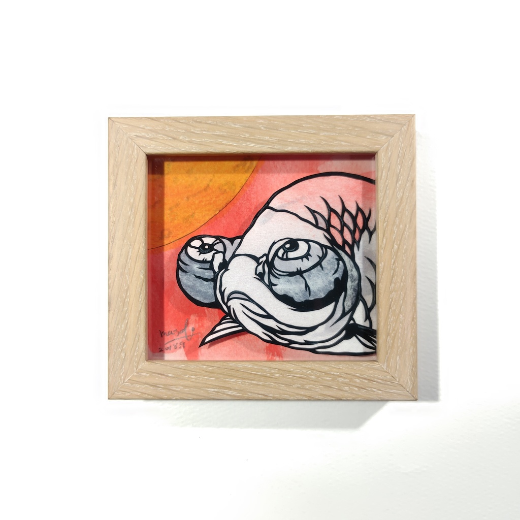 【切り絵原画】頂天眼　ミニ額