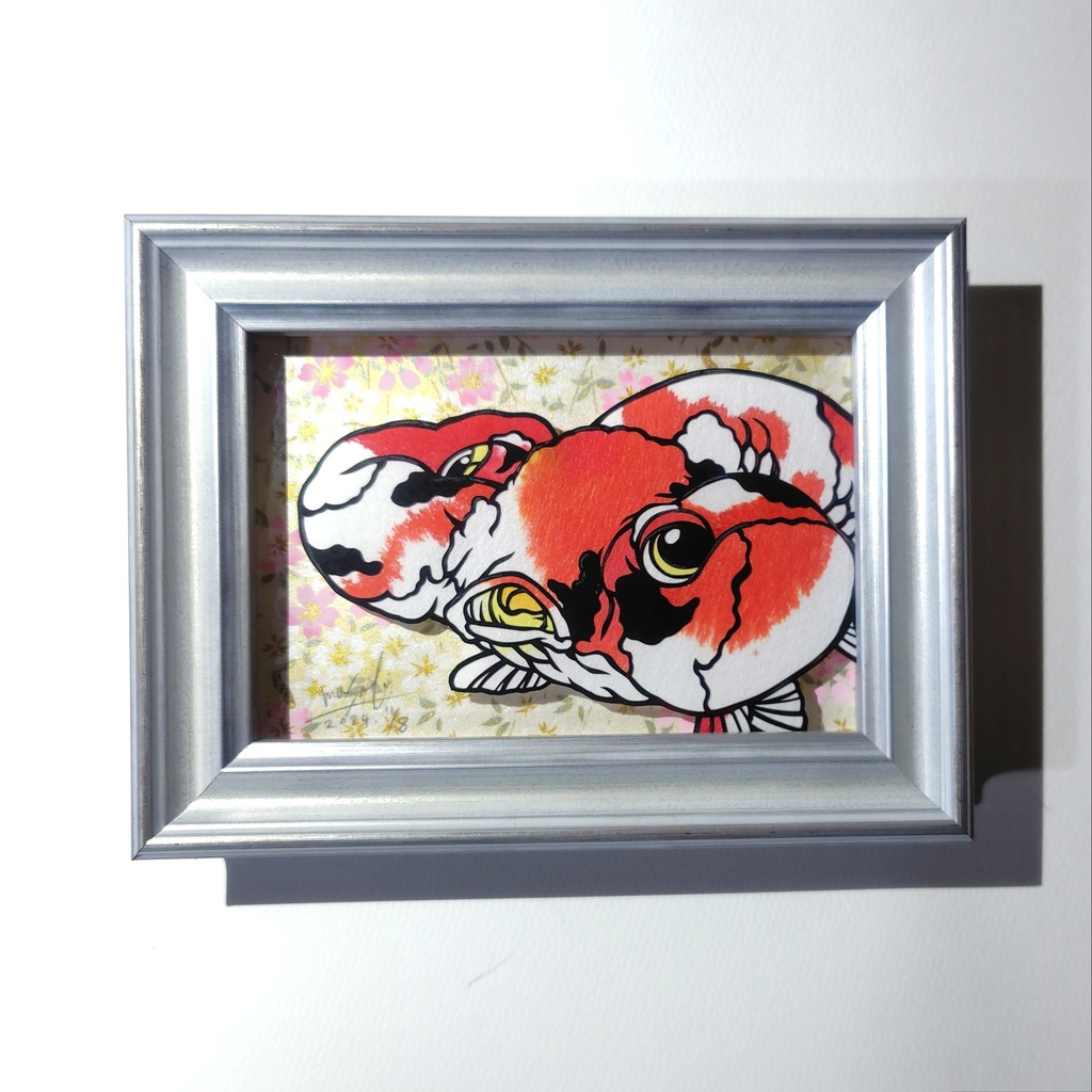 【切り絵原画】更紗水泡眼　ミニ額