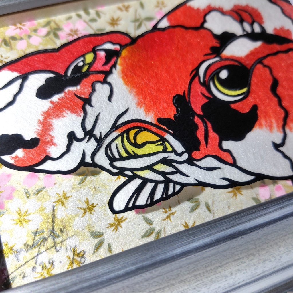 【切り絵原画】更紗水泡眼 ミニ額