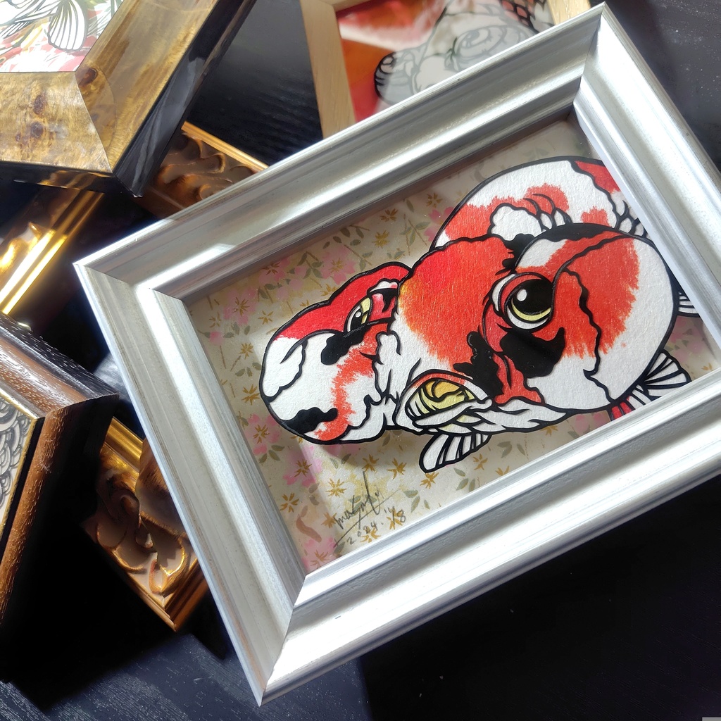 【切り絵原画】更紗水泡眼 ミニ額