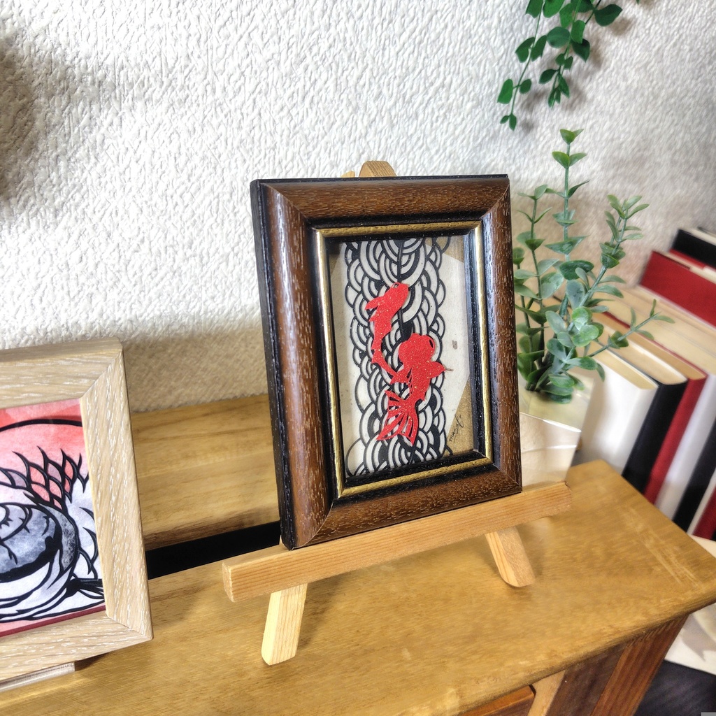 【切り絵原画】滝登り ミニ額