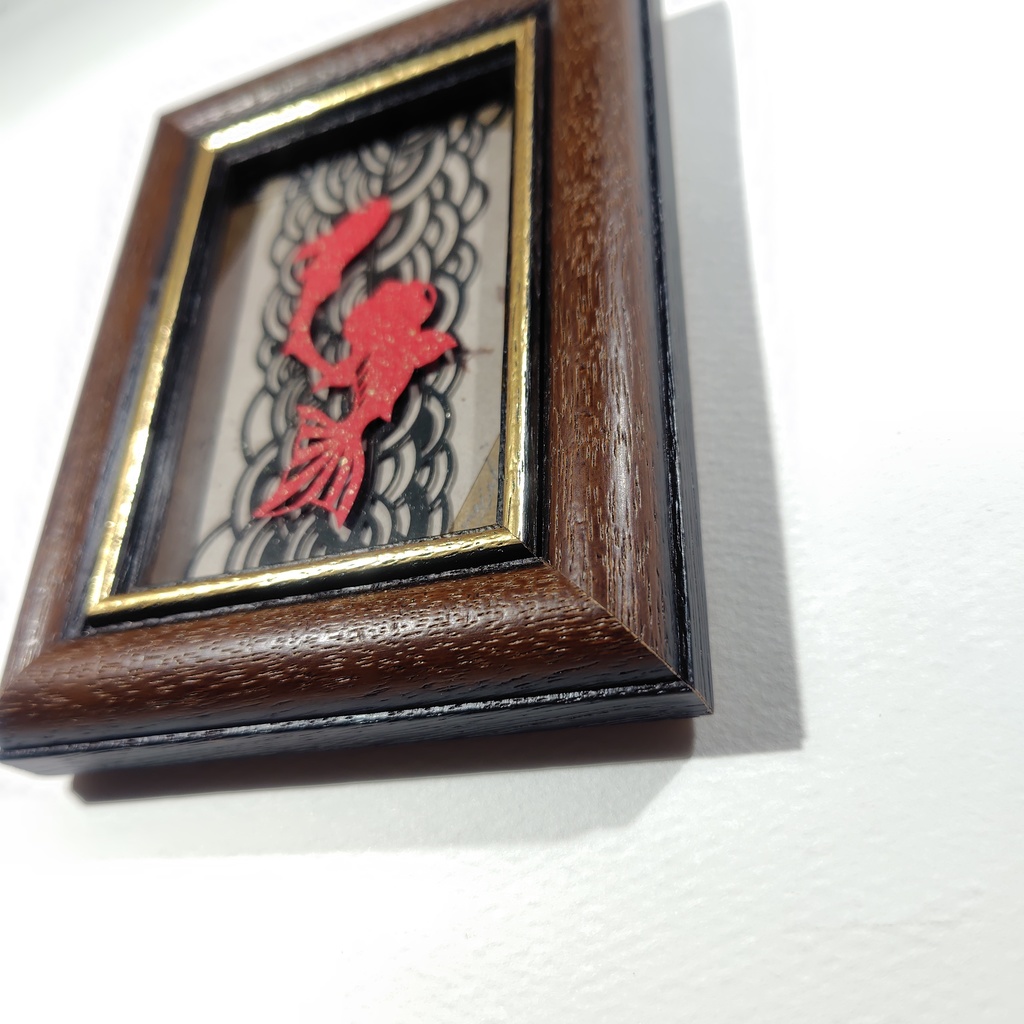 【切り絵原画】滝登り ミニ額