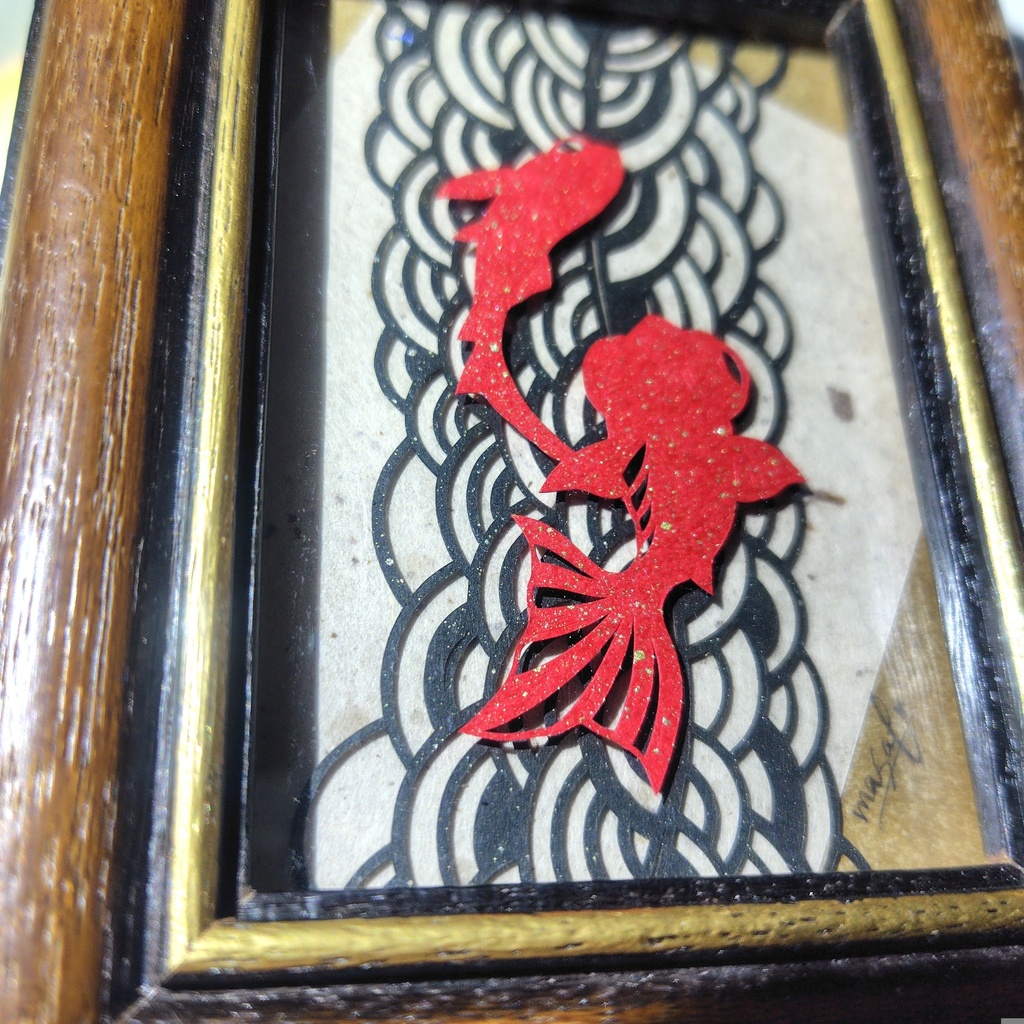 【切り絵原画】滝登り ミニ額