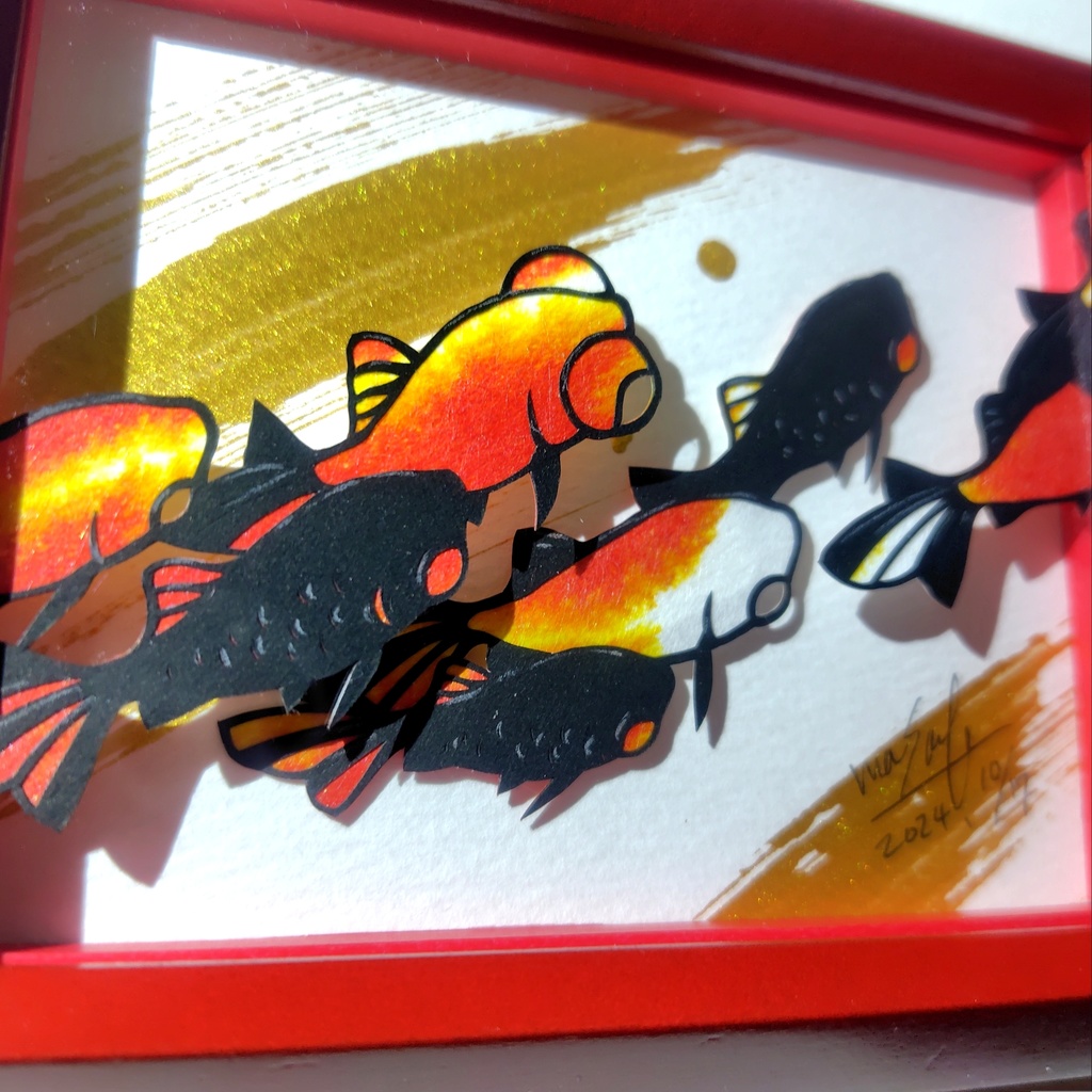 【切り絵原画】輝く行進 ミニ額