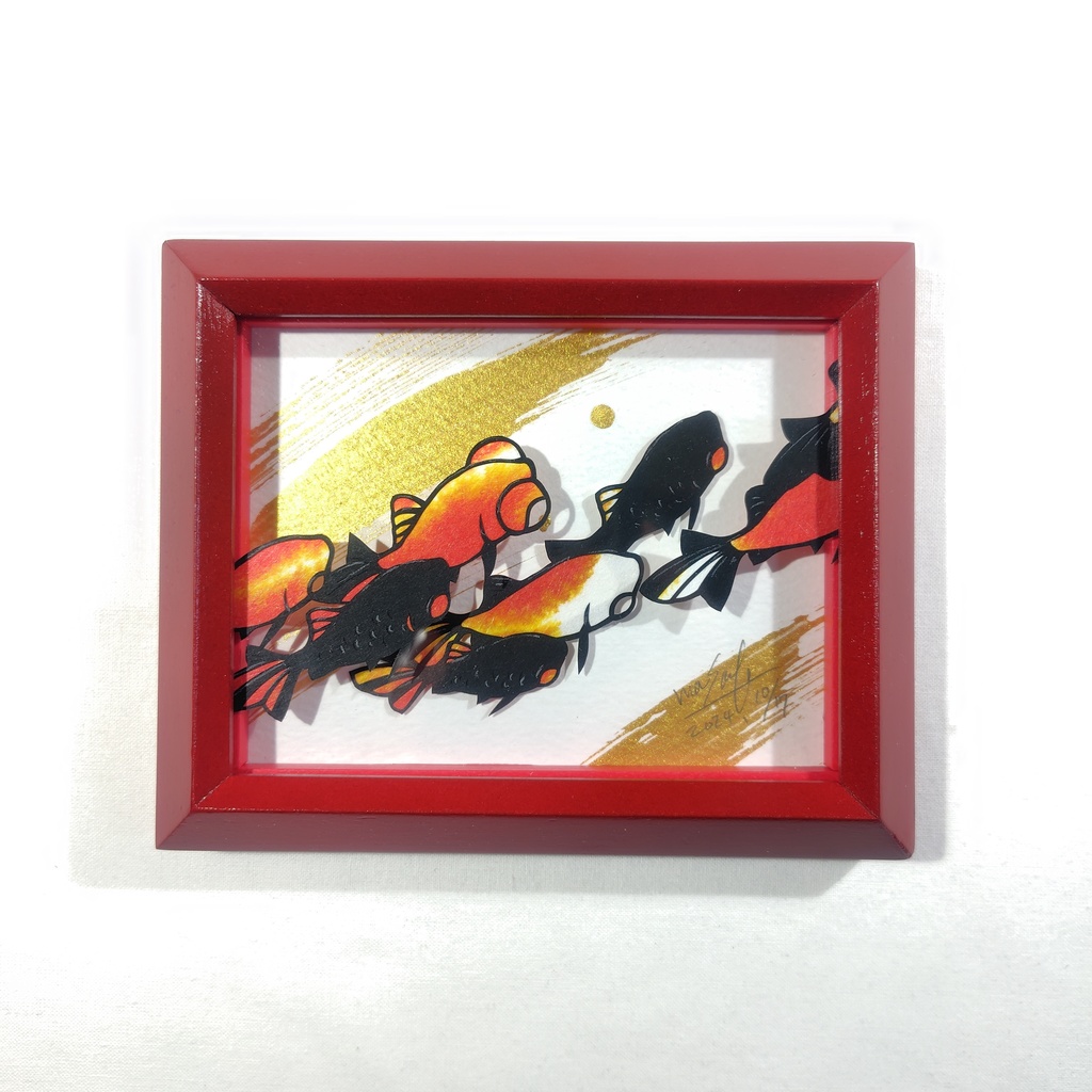 【切り絵原画】輝く行進　ミニ額