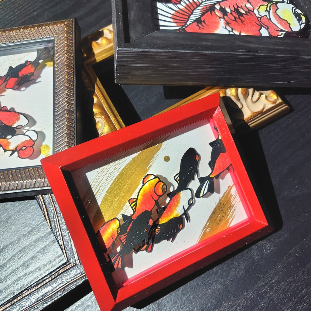 【切り絵原画】輝く行進 ミニ額