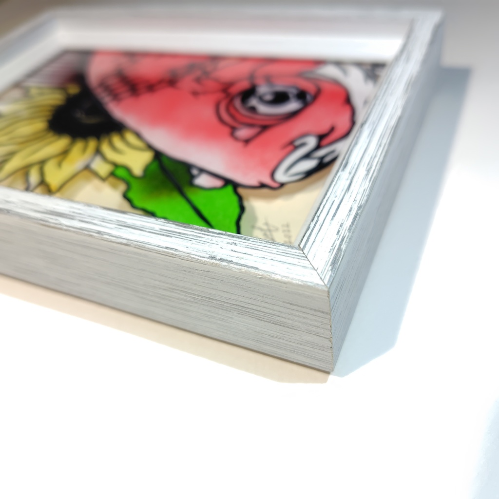 【切り絵原画】琉金と向日葵 ミニ額