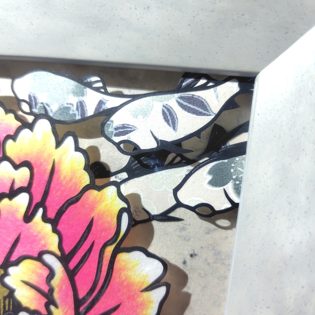 【切り絵原画】牡丹の魅力 ミニ額