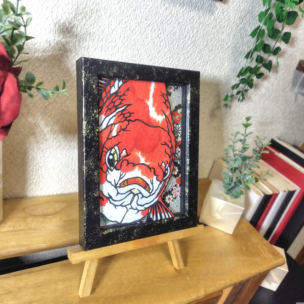 【切り絵原画】更紗琉金 ミニ額