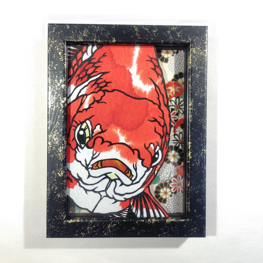 【切り絵原画】更紗琉金　ミニ額