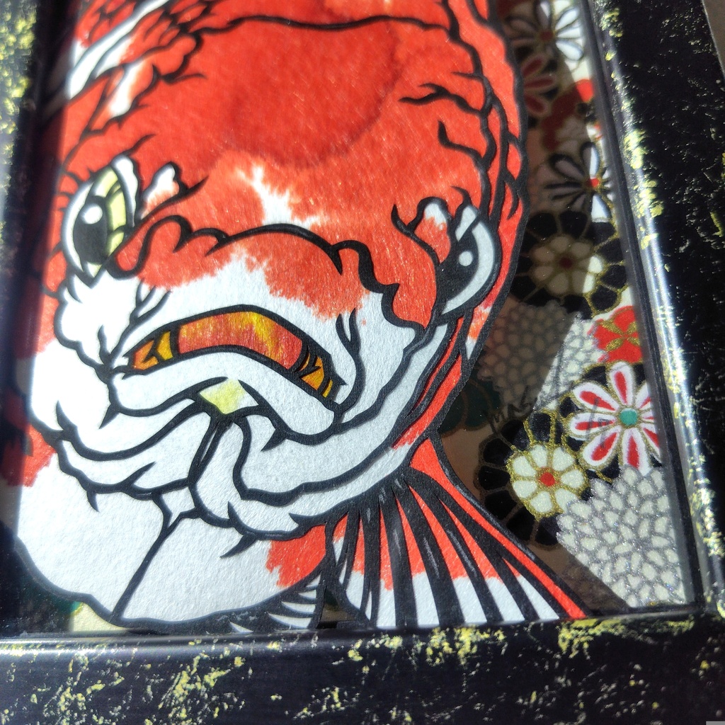 【切り絵原画】更紗琉金 ミニ額