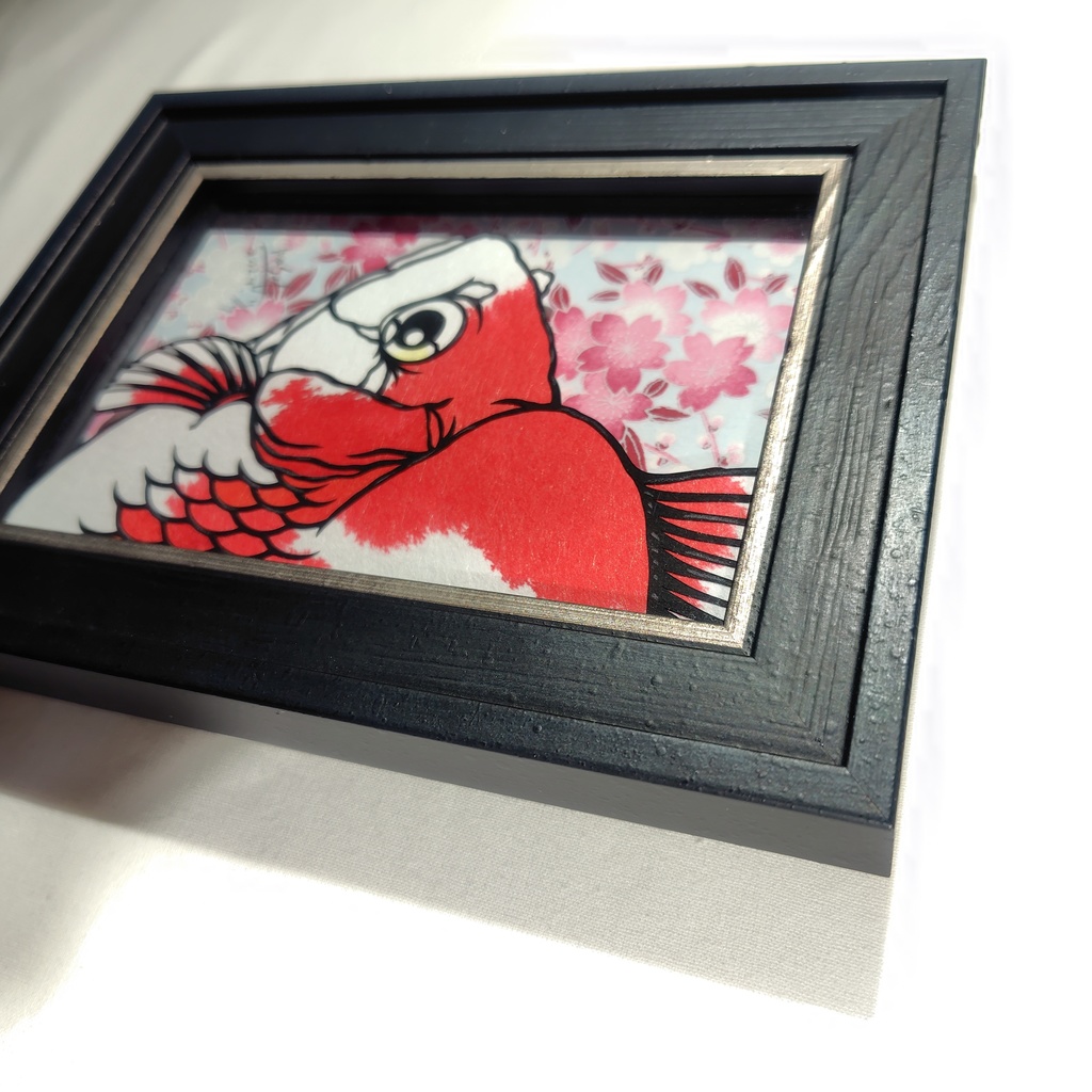 【切り絵原画】更紗琉金 ミニ額