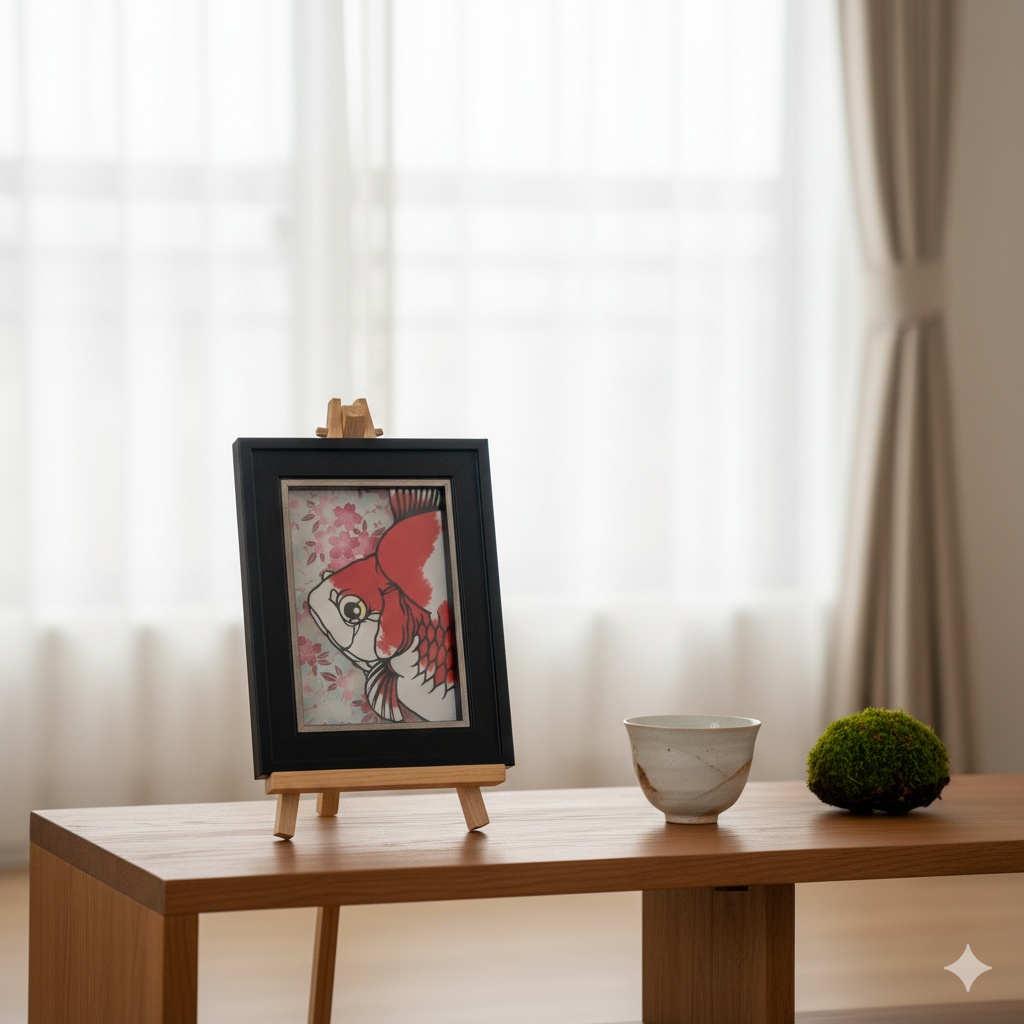 【切り絵原画】更紗琉金 ミニ額