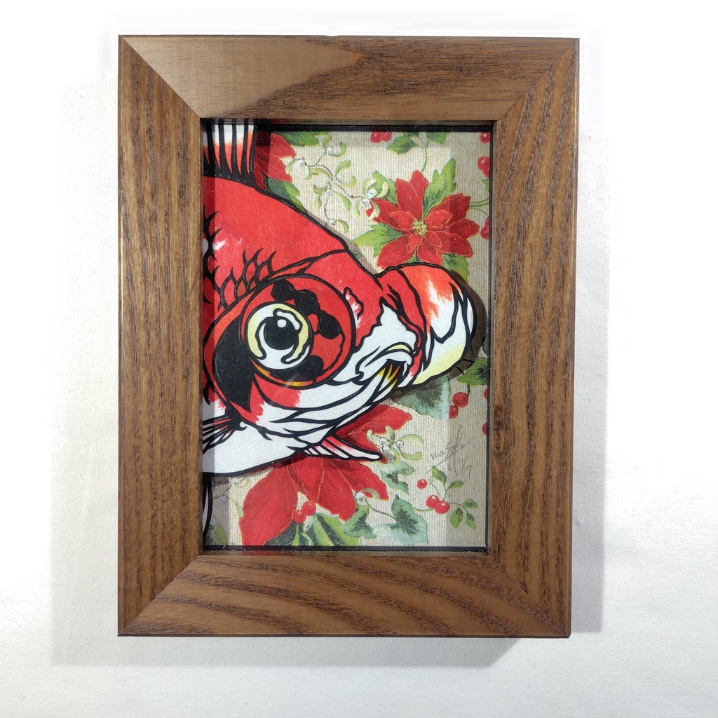 【切り絵原画】更紗出目金 ミニ額