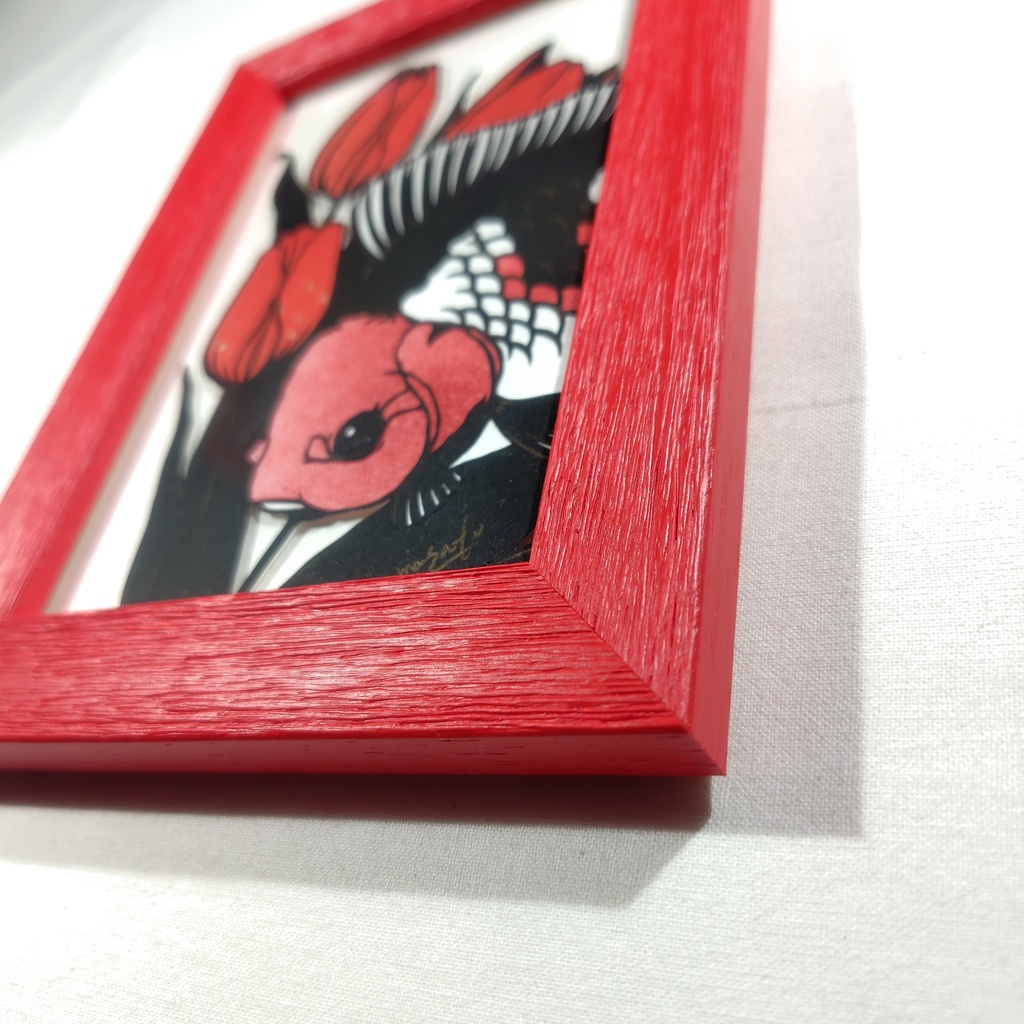 【切り絵原画】チューリップとオランダ ミニ額