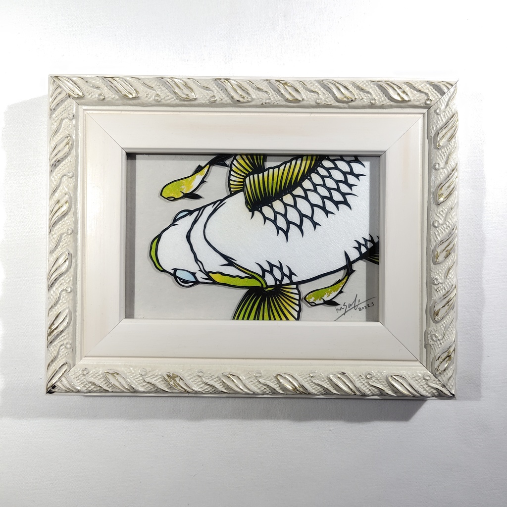 【切り絵原画】蛍火地金 ミニ額