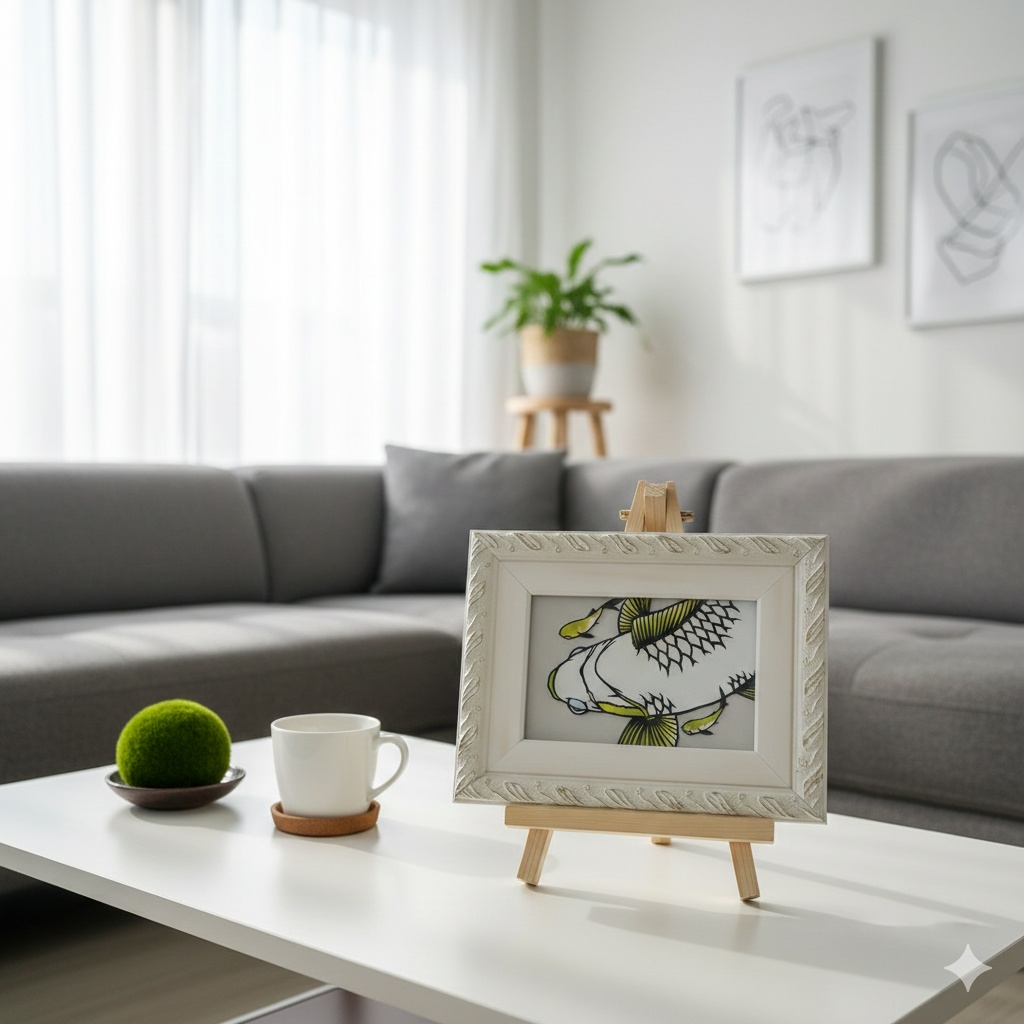 【切り絵原画】蛍火地金 ミニ額