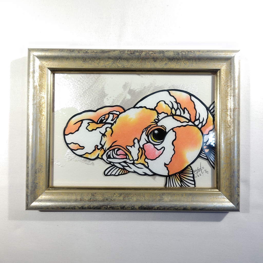 【切り絵原画】水泡眼 ミニ額