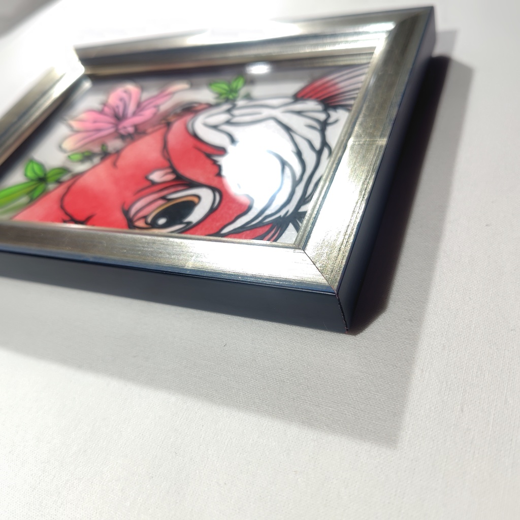 【切り絵原画】琉金とサツキ ミニ額