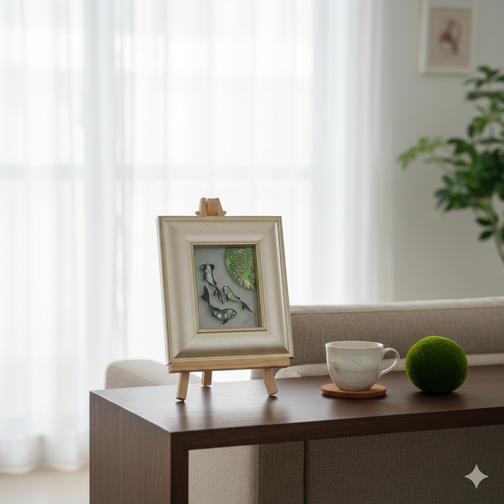 【切り絵原画】緑の池 ミニ額