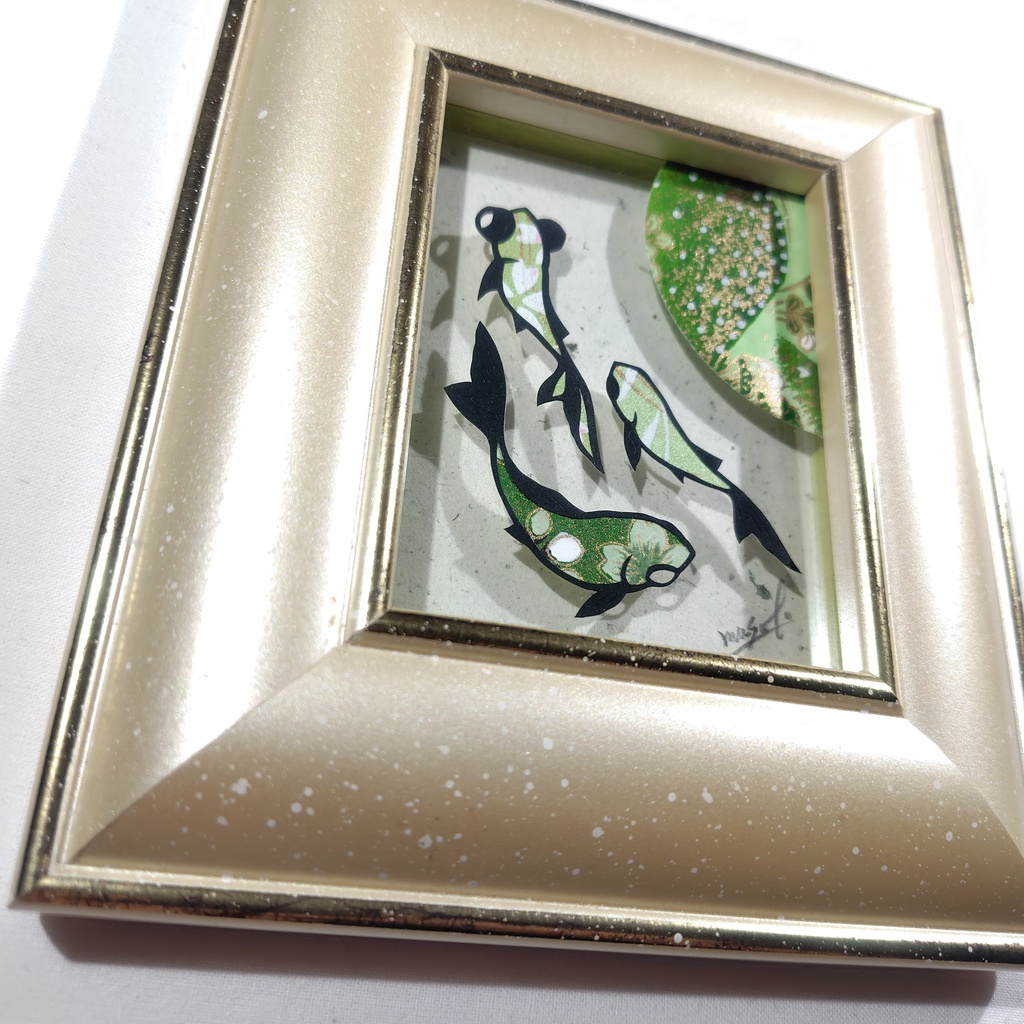 【切り絵原画】緑の池 ミニ額