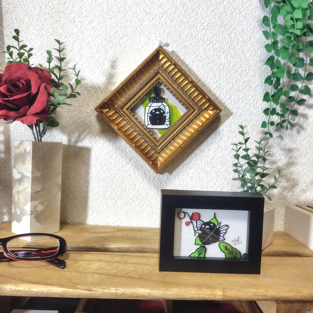 【切り絵原画】inkボトル ミニ額