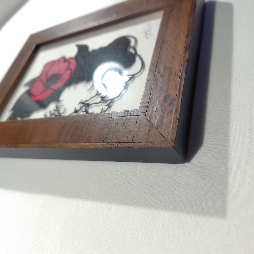 【切り絵原画】椿とらんちゅう ミニ額