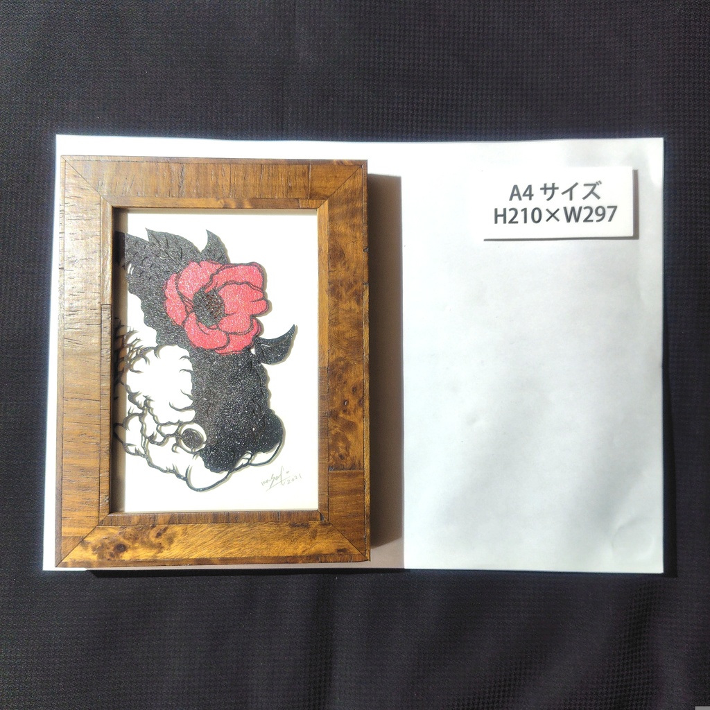 【切り絵原画】椿とらんちゅう ミニ額