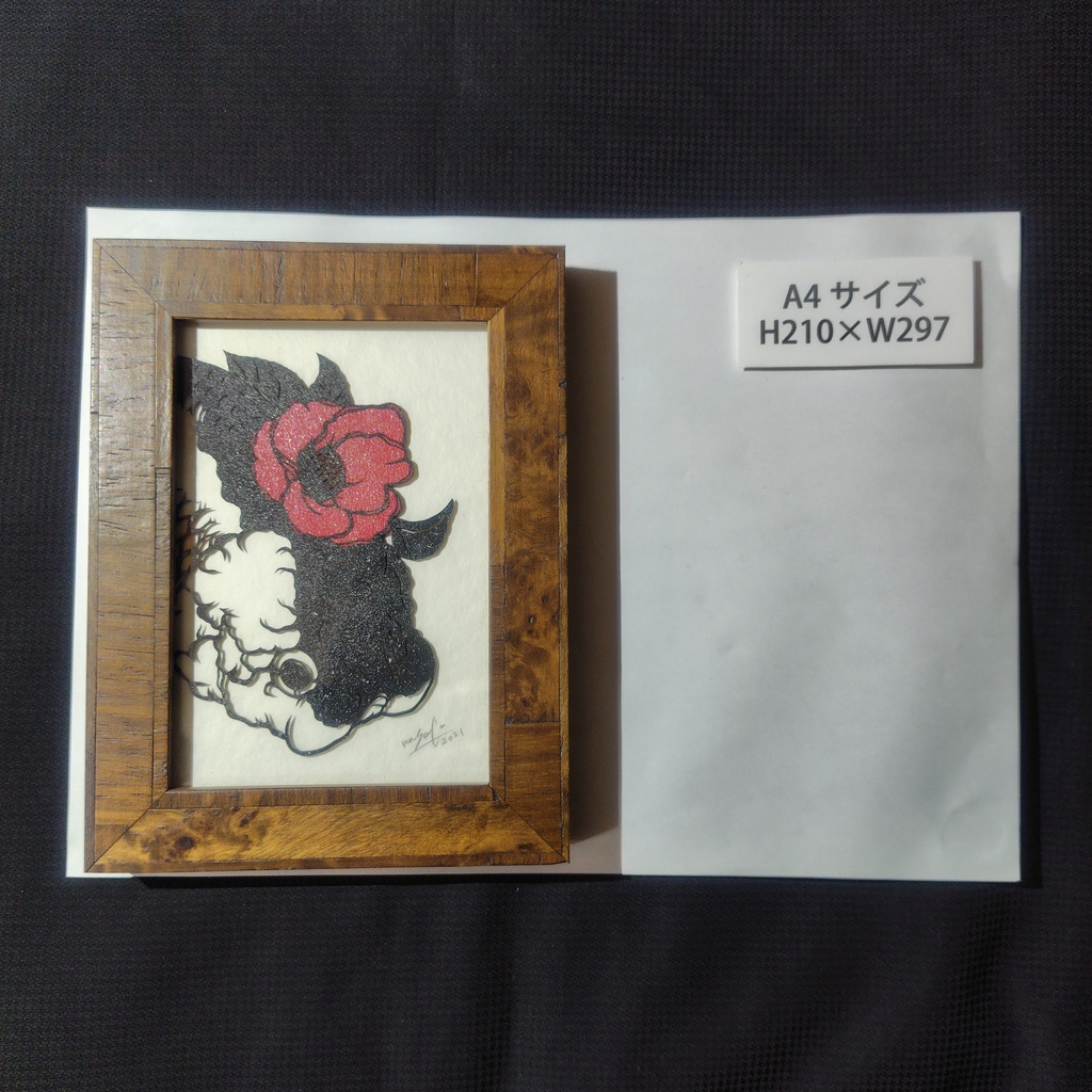 【切り絵原画】椿とらんちゅう ミニ額