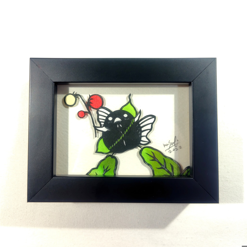 【金魚切り絵】化け金魚　畑の勇者　ミニ額