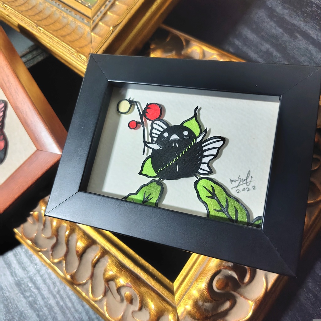 【金魚切り絵】化け金魚 畑の勇者 ミニ額