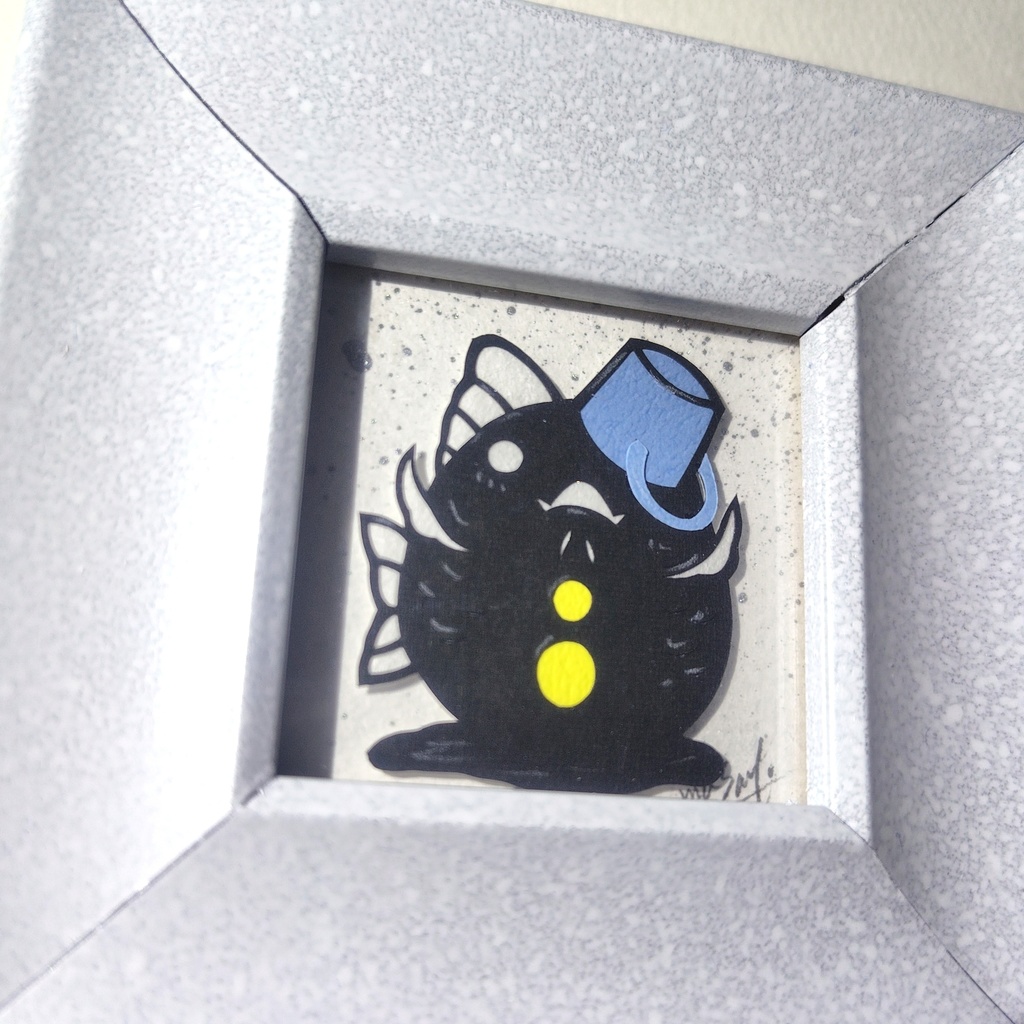 【金魚切り絵】化け金魚 雪だるま ミニ額
