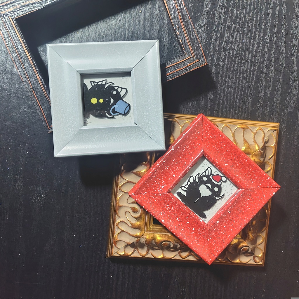 【金魚切り絵】化け金魚 サンタ雪だるま ミニ額