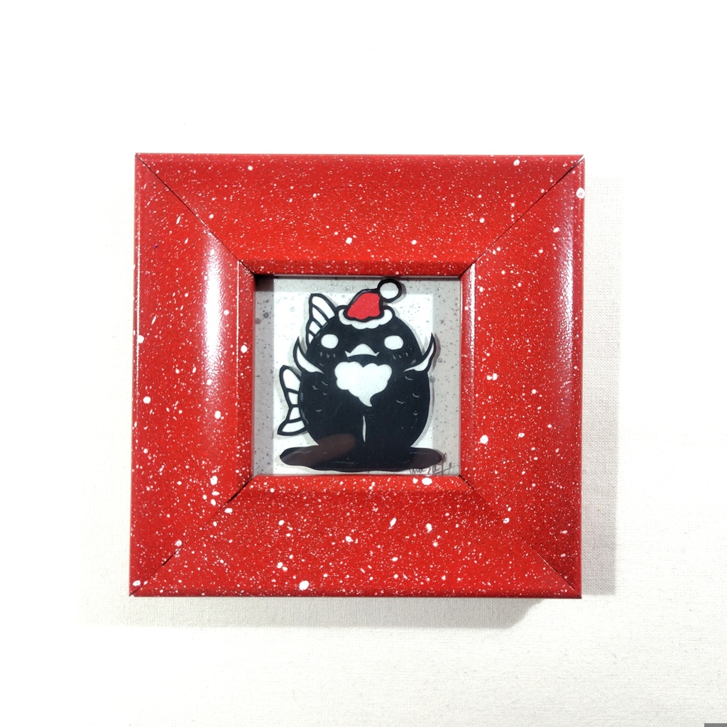 【金魚切り絵】化け金魚 サンタ雪だるま ミニ額
