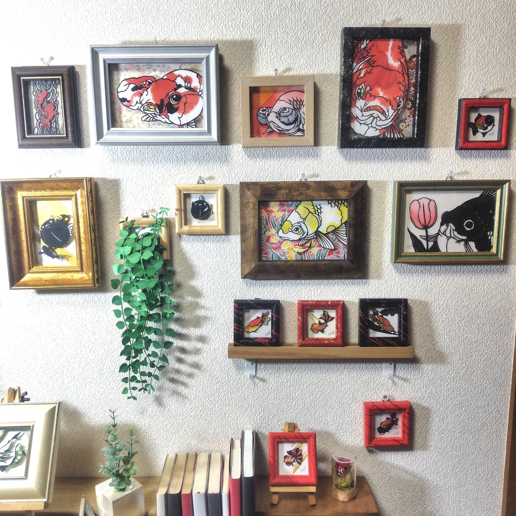 【金魚切り絵】化け金魚 月夜の夢 ミニ額