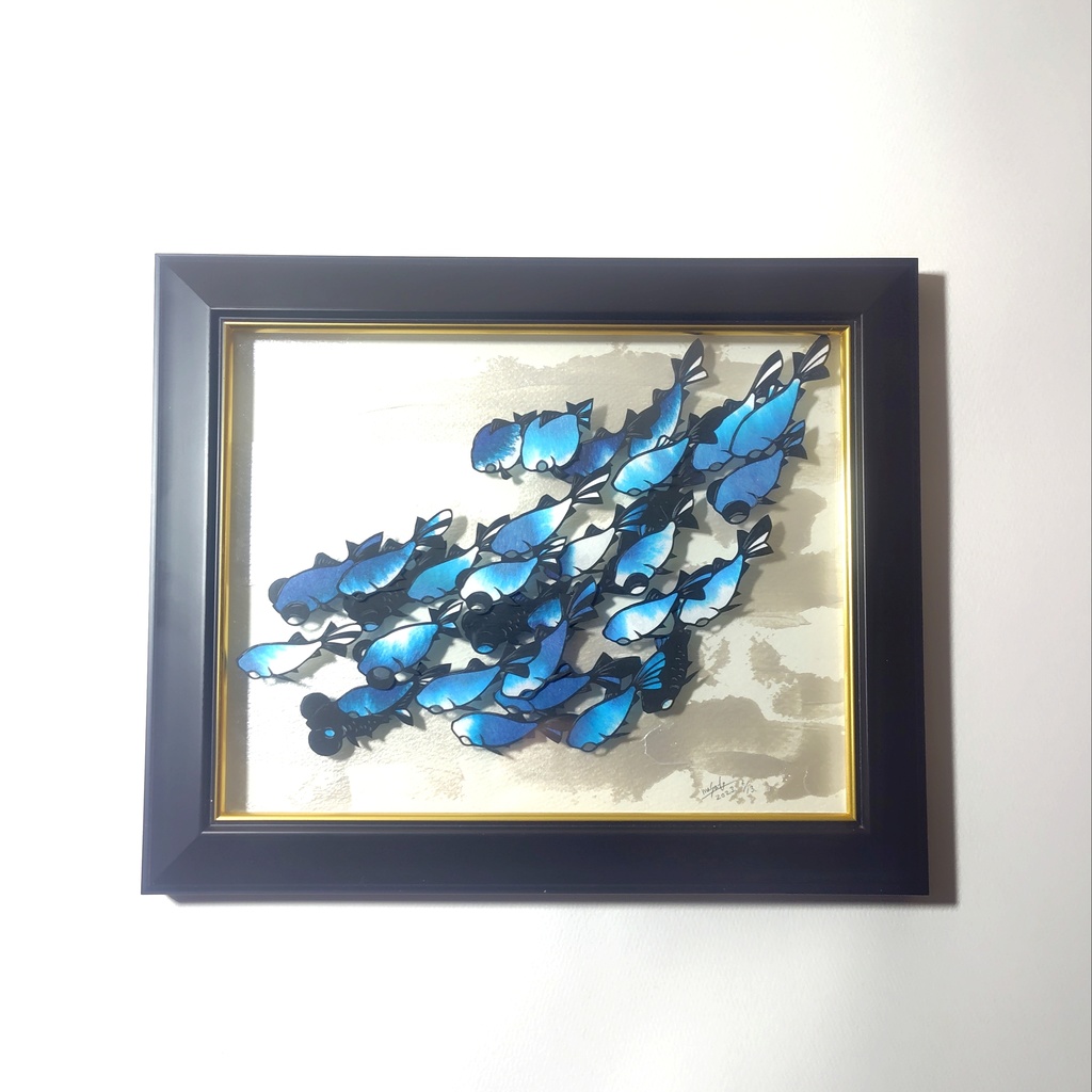 【切り絵原画】静かな夜に　インチ額