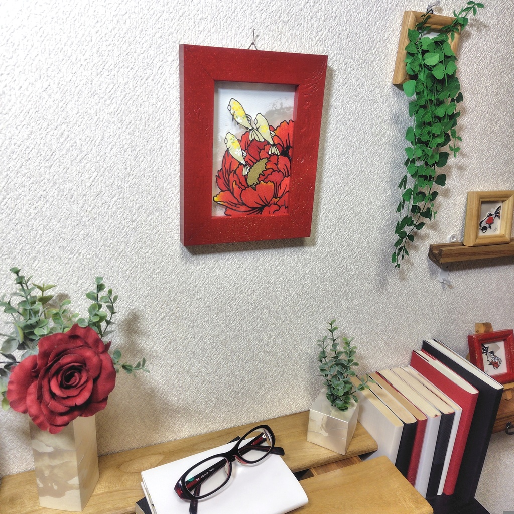 【切り絵原画】牡丹の香り ミニ額