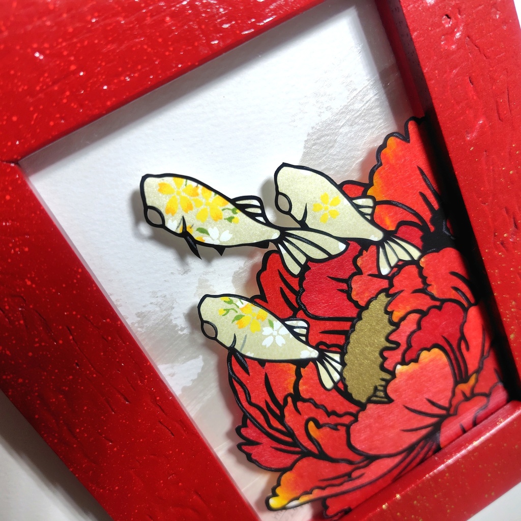 【切り絵原画】牡丹の香り ミニ額