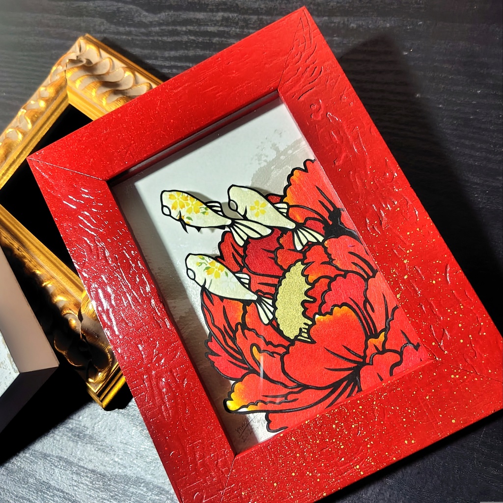 【切り絵原画】牡丹の香り ミニ額