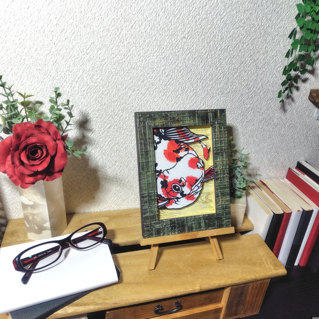 【切り絵原画】更紗琉金 ミニ額