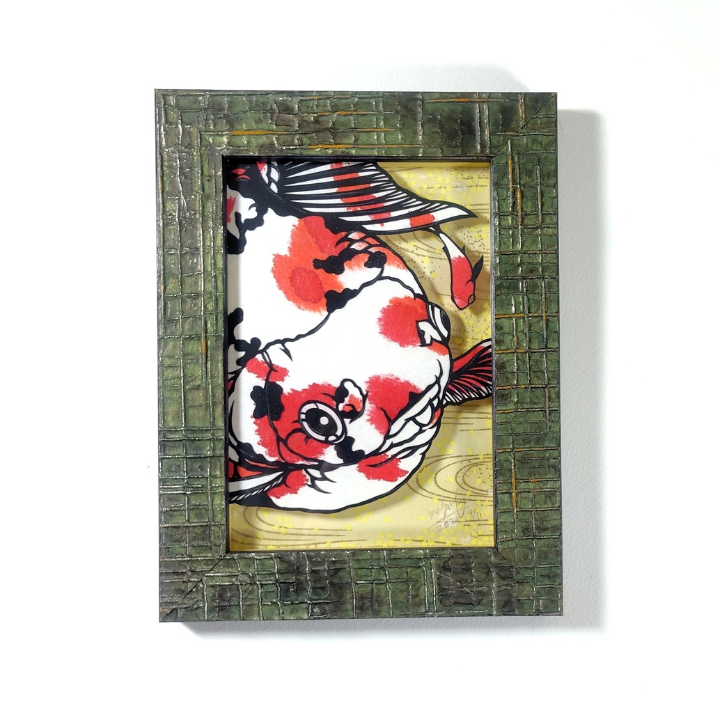 【切り絵原画】更紗琉金 ミニ額