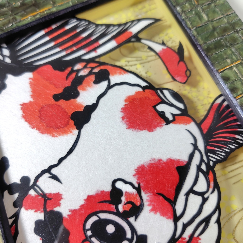 【切り絵原画】更紗琉金 ミニ額